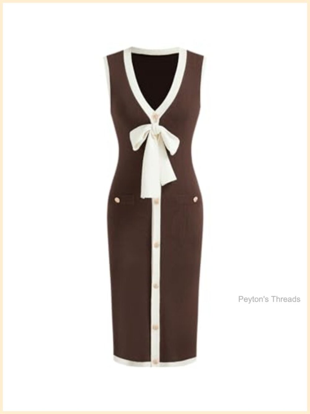 Knit V Neck Sleeveless Split Hem Midi Sweater Dress Business Casual